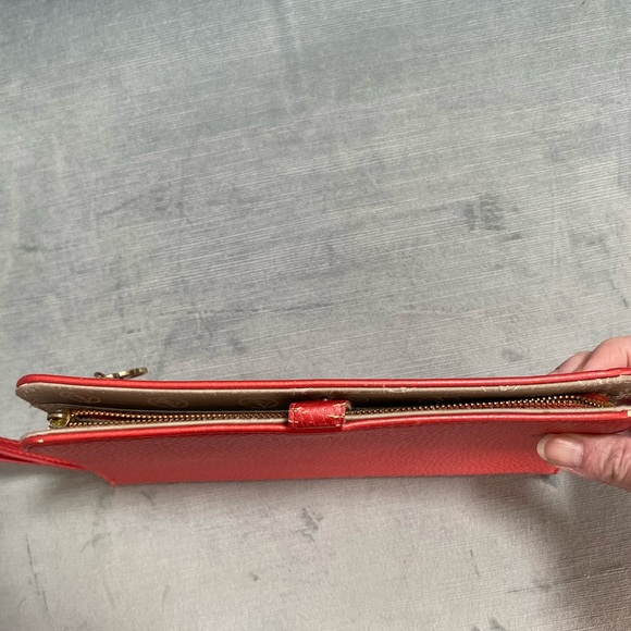 Adrienne Vittadini Studio clutch wallet, red/coral, wrist strap 9” x 5” x .5” - Picture 7 of 16